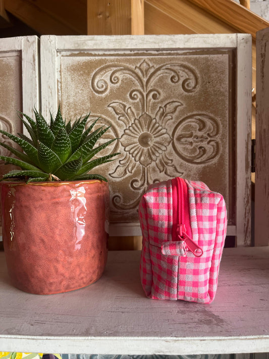 NECESSER MINI BASE QUADRADA - VICHY ROSA FLUOR