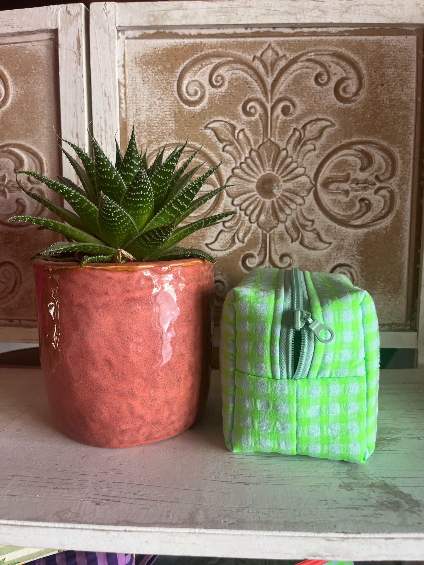 NECESSER MINI BASE QUADRADA - VICHY VERD FLUOR