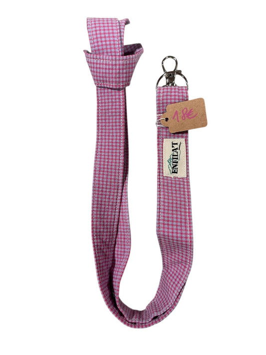 CLAUER LLARG LANYARD - VICHY MALVA QUADRE 3MM