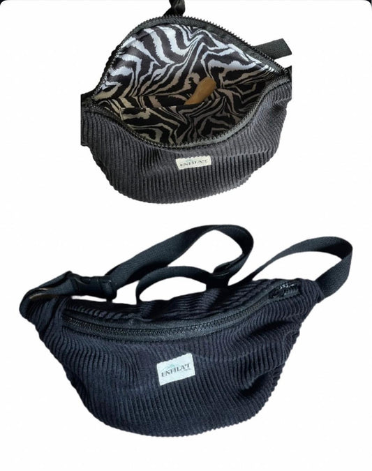 RONYONERA ENFILA'T - PANA NEGRE COMBINAT AMB ANIMAL PRINT ZEBRA INTERIOR