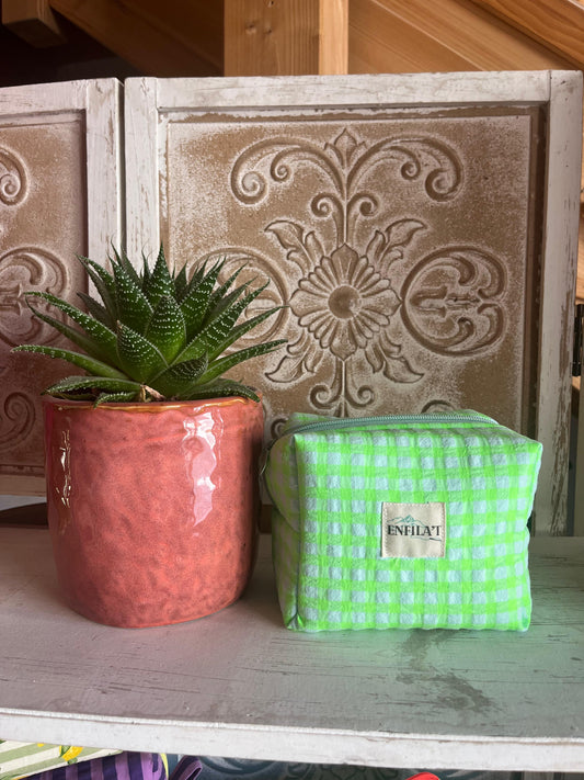NECESSER MINI BASE QUADRADA - VICHY VERD FLUOR