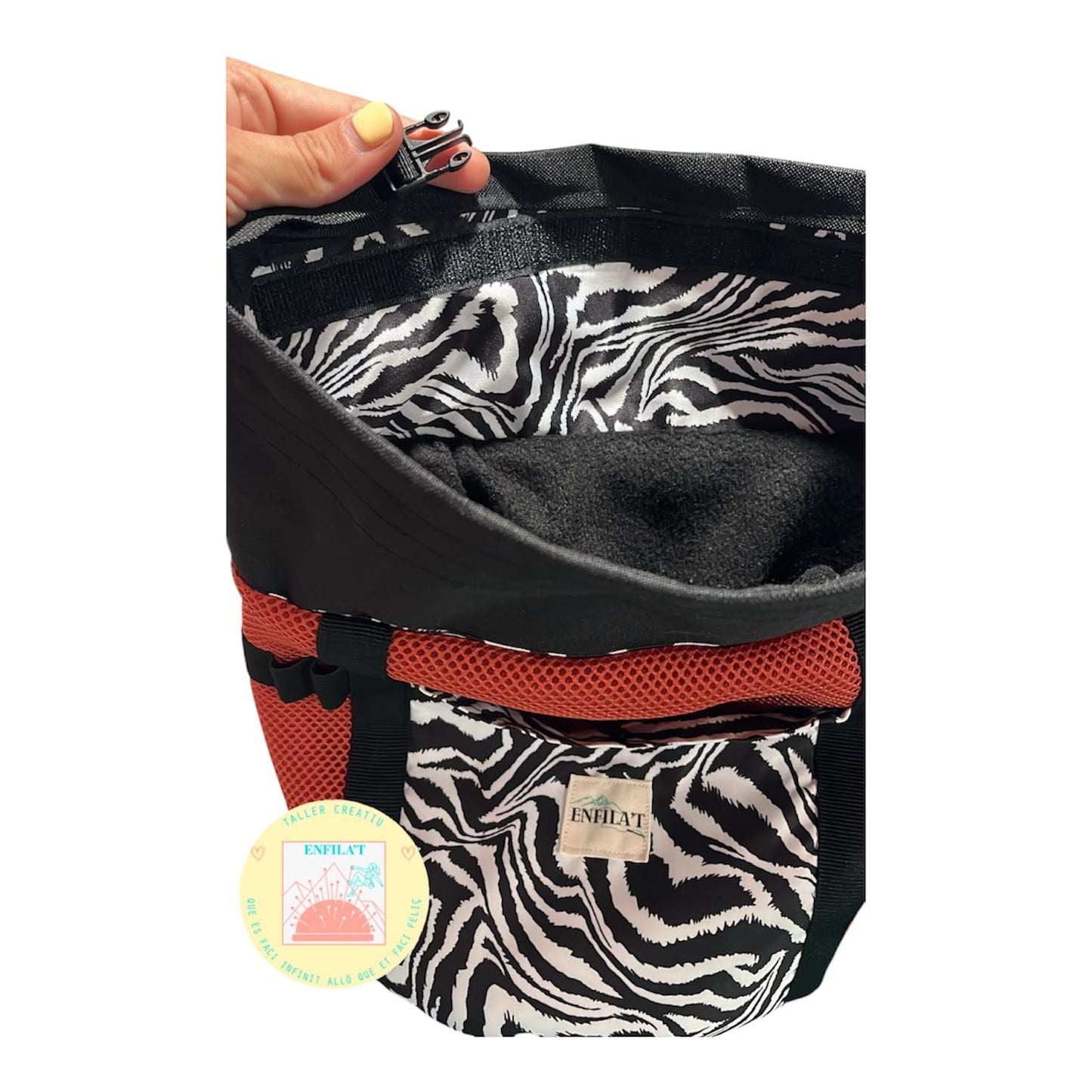 MAGNESIERA ESCALADA BLOC -TELA MESH taronja i zebra