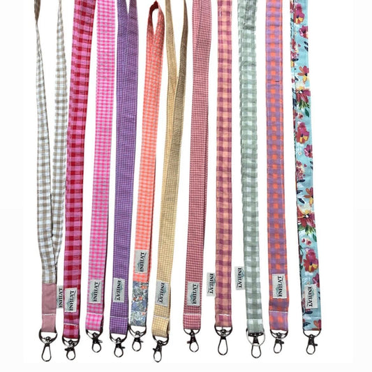 CLAUER LLARG LANYARD - VICHY GAMBA (TARONJA I LILA) QUADRE 7MM